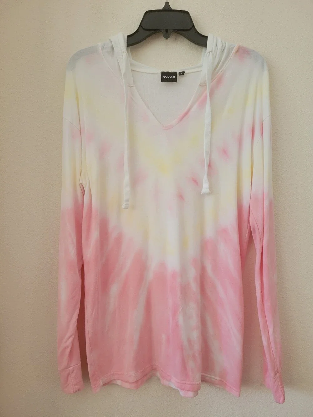 mono b pastel tie-dye long-sleeve v-neck hoodie, Swim Cover-up, S, VGUC